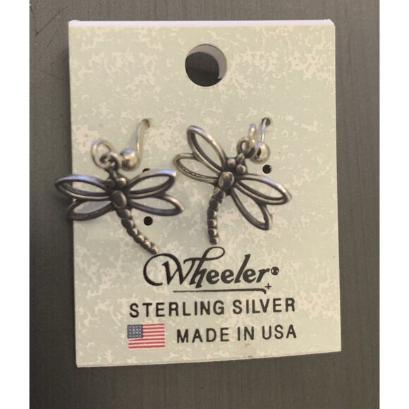 Dragonfly Dangle Hypo Post Earrings 925 Sterling Silver Wheeler Jewelry USA New - Picture 1 of 5